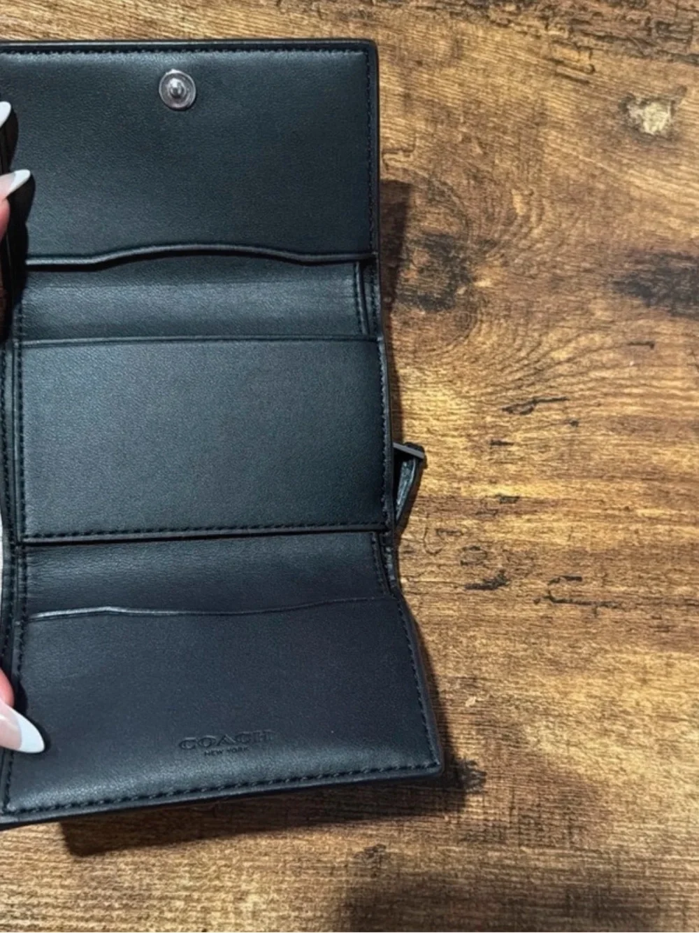 Coach Black Leather Compact Key & Card Holder